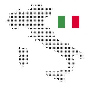 Mapa punteado y bandera de Italia